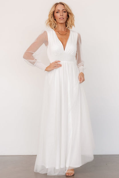 Layla Tulle Maxi Dress | White - Baltic Born