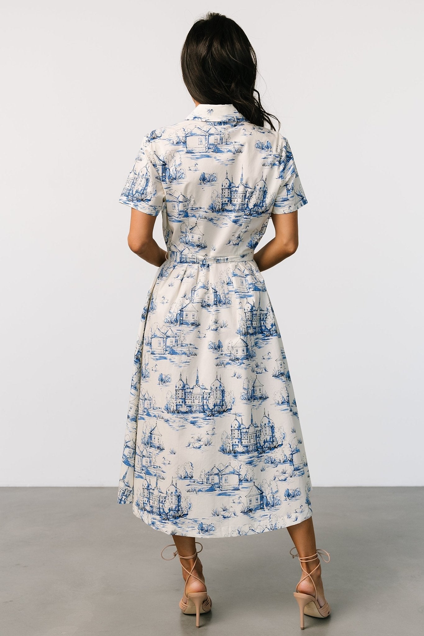 Layne Midi Dress | Cream + Blue - Baltic Born