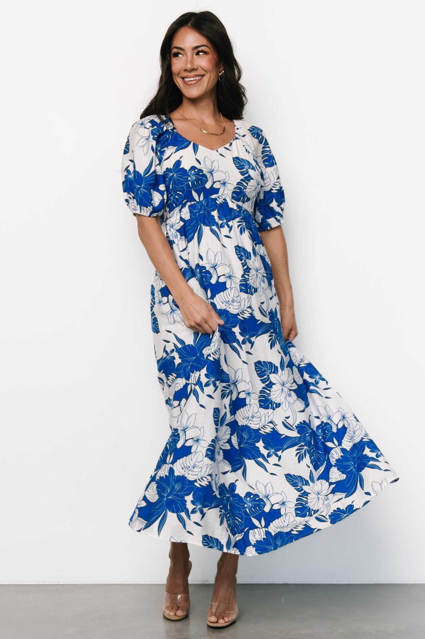 Leela Maxi Dress | Cobalt + Off White - Baltic Born