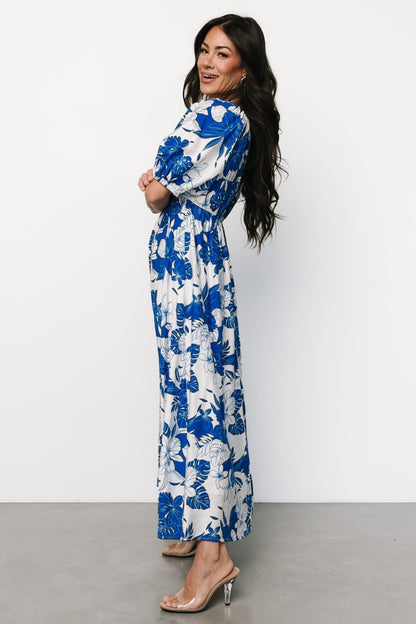 Leela Maxi Dress | Cobalt + Off White - Baltic Born