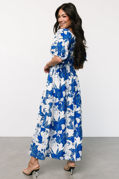 Leela Maxi Dress | Cobalt + Off White - Baltic Born