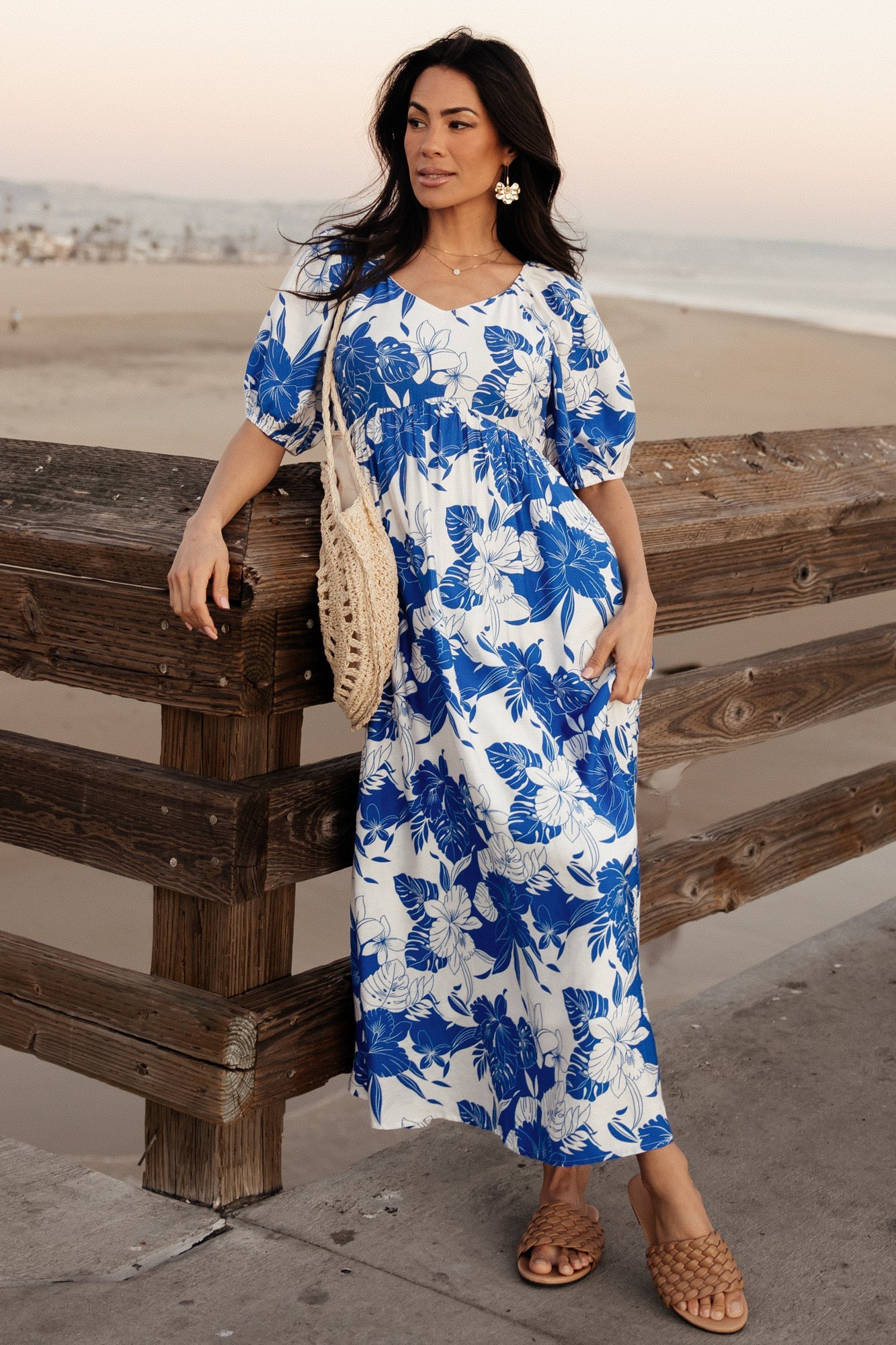 Leela Maxi Dress | Cobalt + Off White - Baltic Born