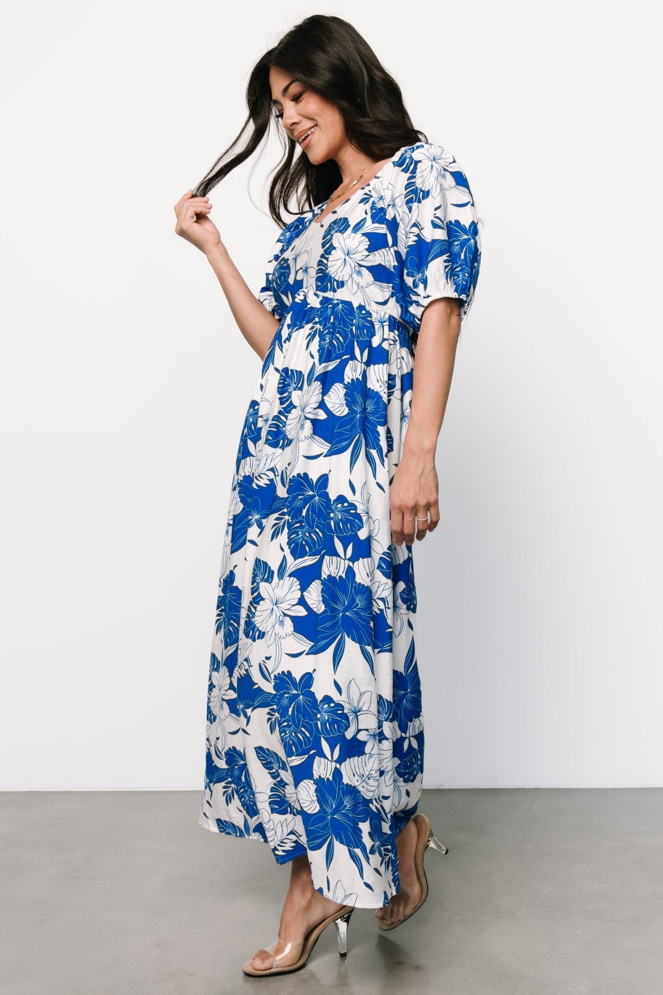 Leela Maxi Dress | Cobalt + Off White - Baltic Born