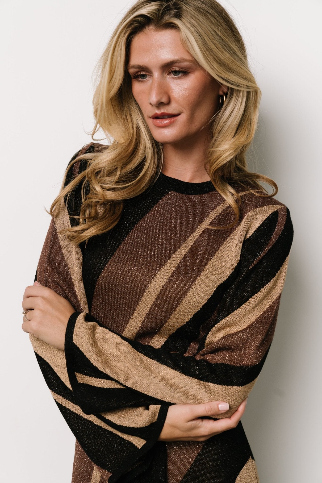 Leigh Sweater Dress | Brown Multi Print - Baltic Born