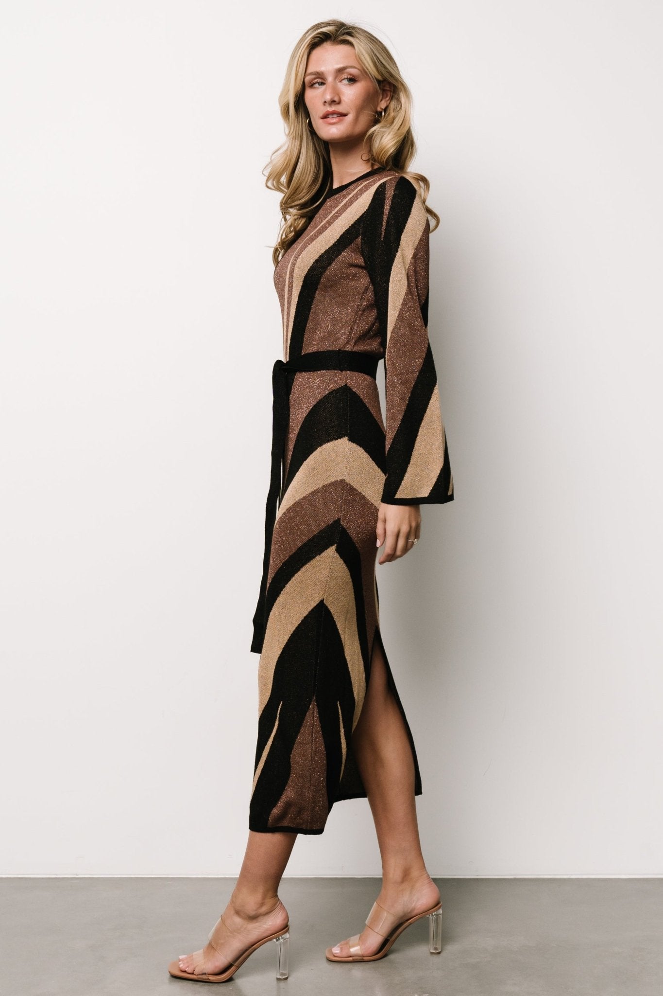 Leigh Sweater Dress | Brown Multi Print - Baltic Born