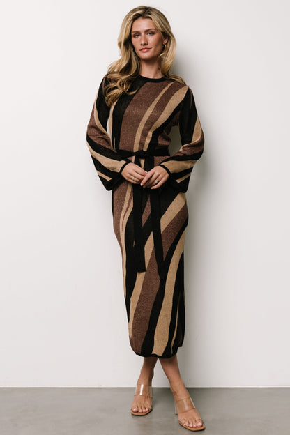 Leigh Sweater Dress | Brown Multi Print - Baltic Born