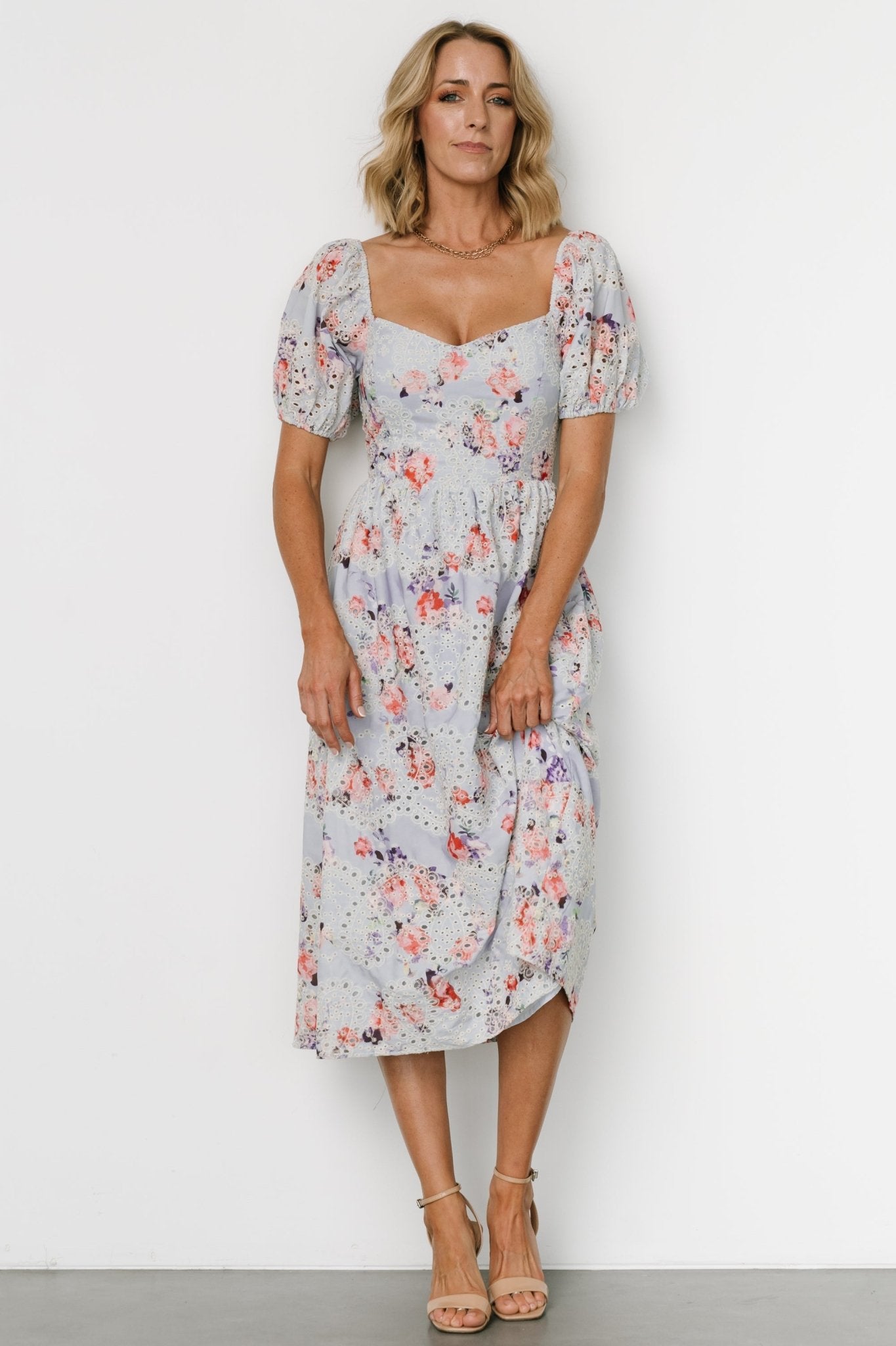Leota Women's Isla Sleeveless Floral Print Dress Blue Size Small