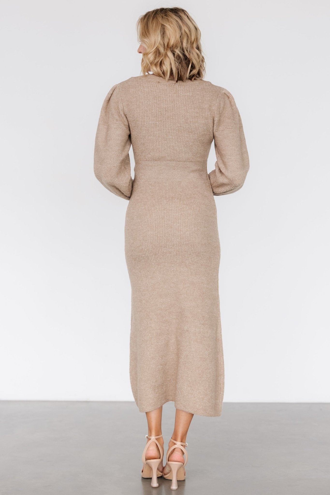 Lenore V Neck Sweater Dress | Latte - Baltic Born