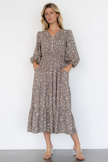 Leona Dress | Brown + Blue Multi - Baltic Born