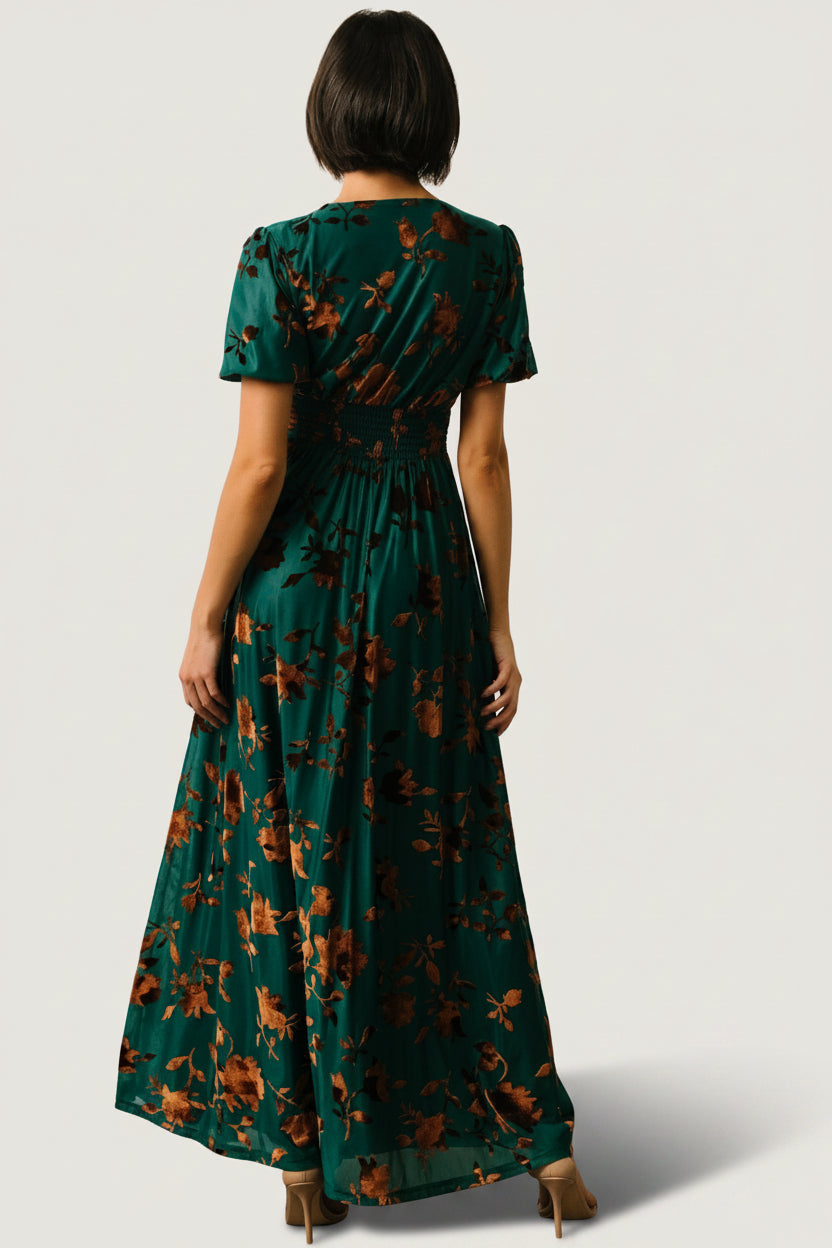 Leslie Velvet Maxi Dress | Bronze + Jade