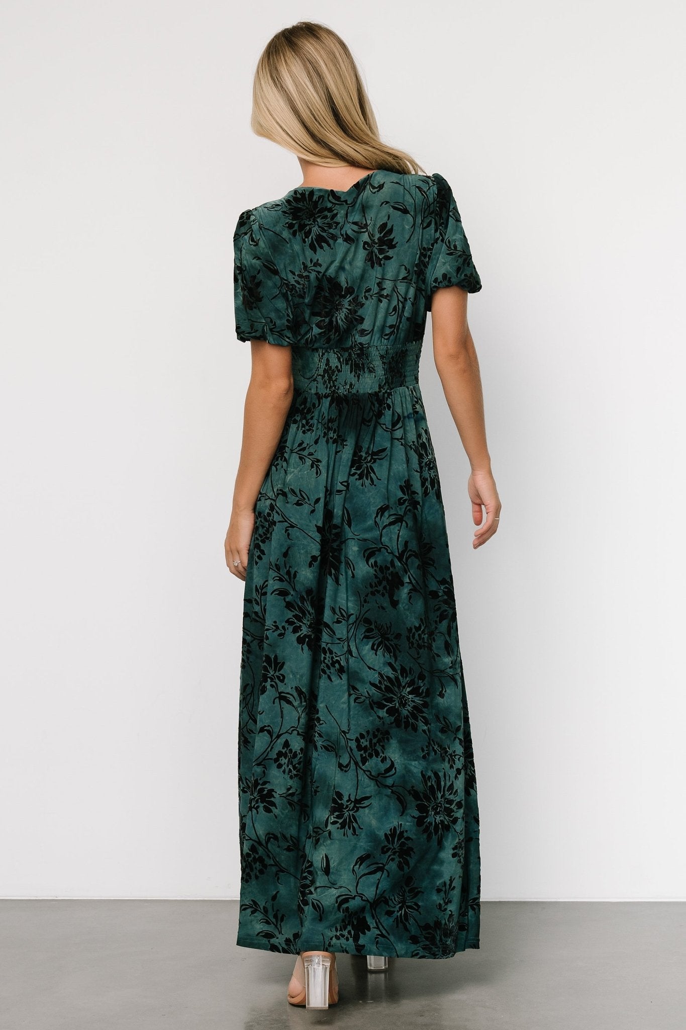 Leslie Velvet Maxi Dress | Jade + Black - Baltic Born