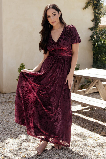 Leslie Velvet Maxi Dress | Mulberry - Baltic Born