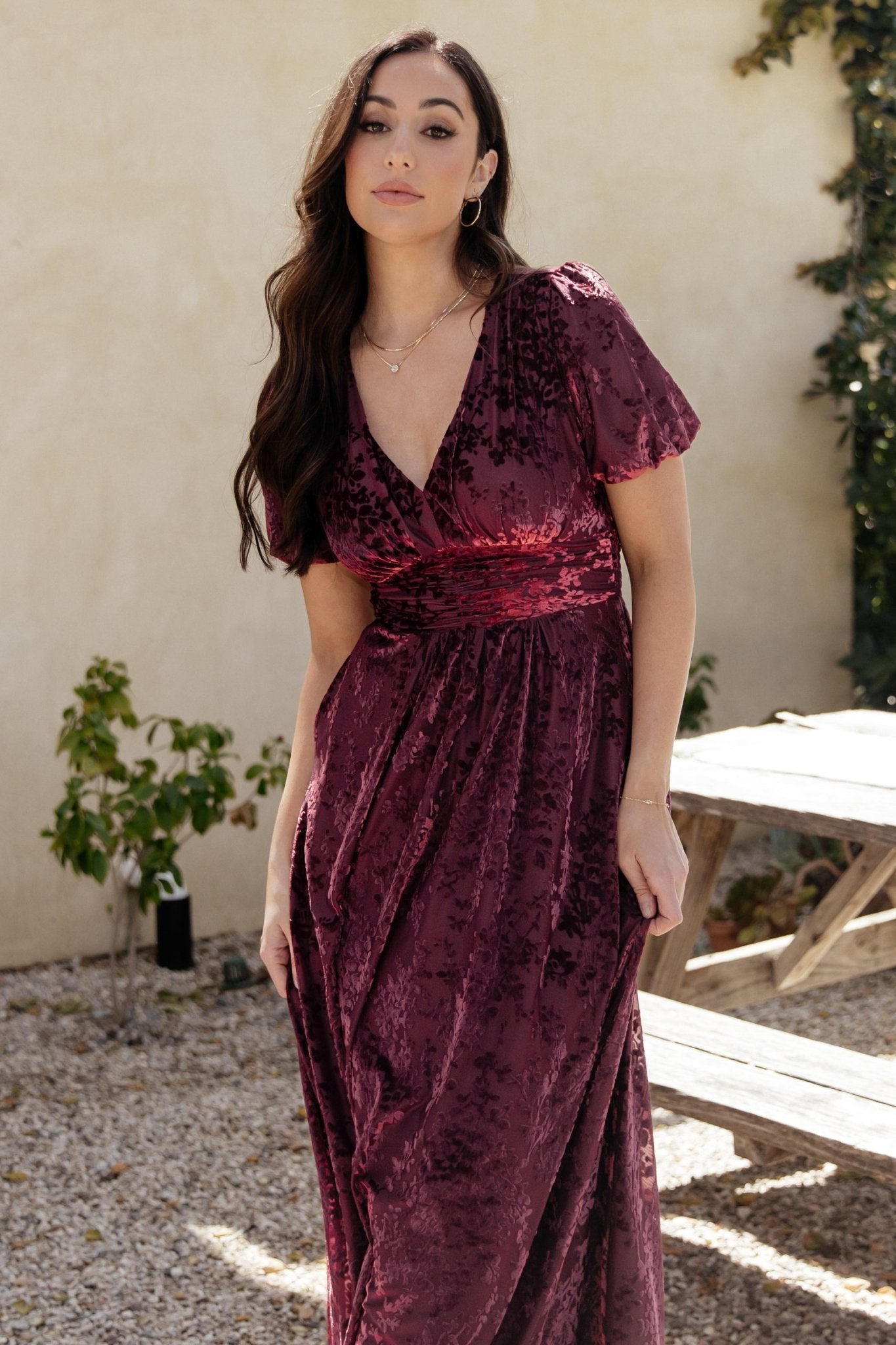 Leslie Velvet Maxi Dress | Mulberry - Baltic Born