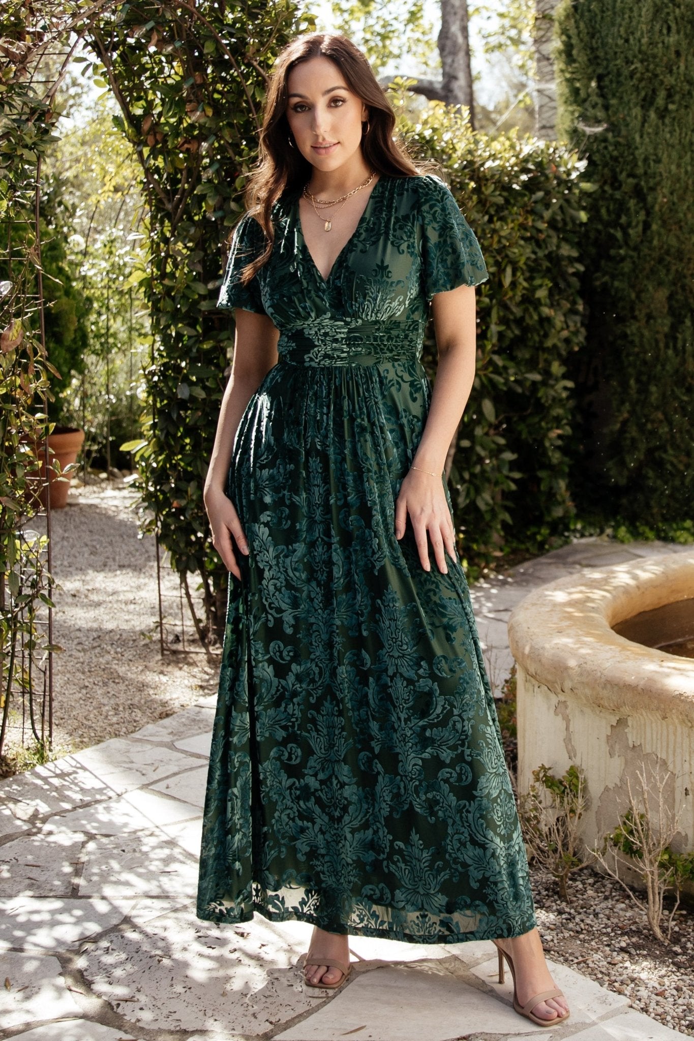 Leslie Velvet Maxi Dress | Pine - Baltic Born