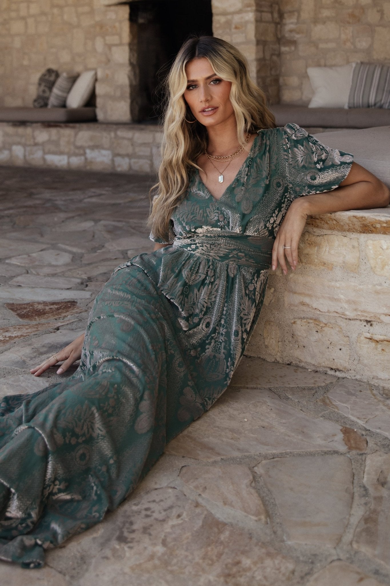 Leslie Velvet Maxi Dress | Sage + Silver - Baltic Born