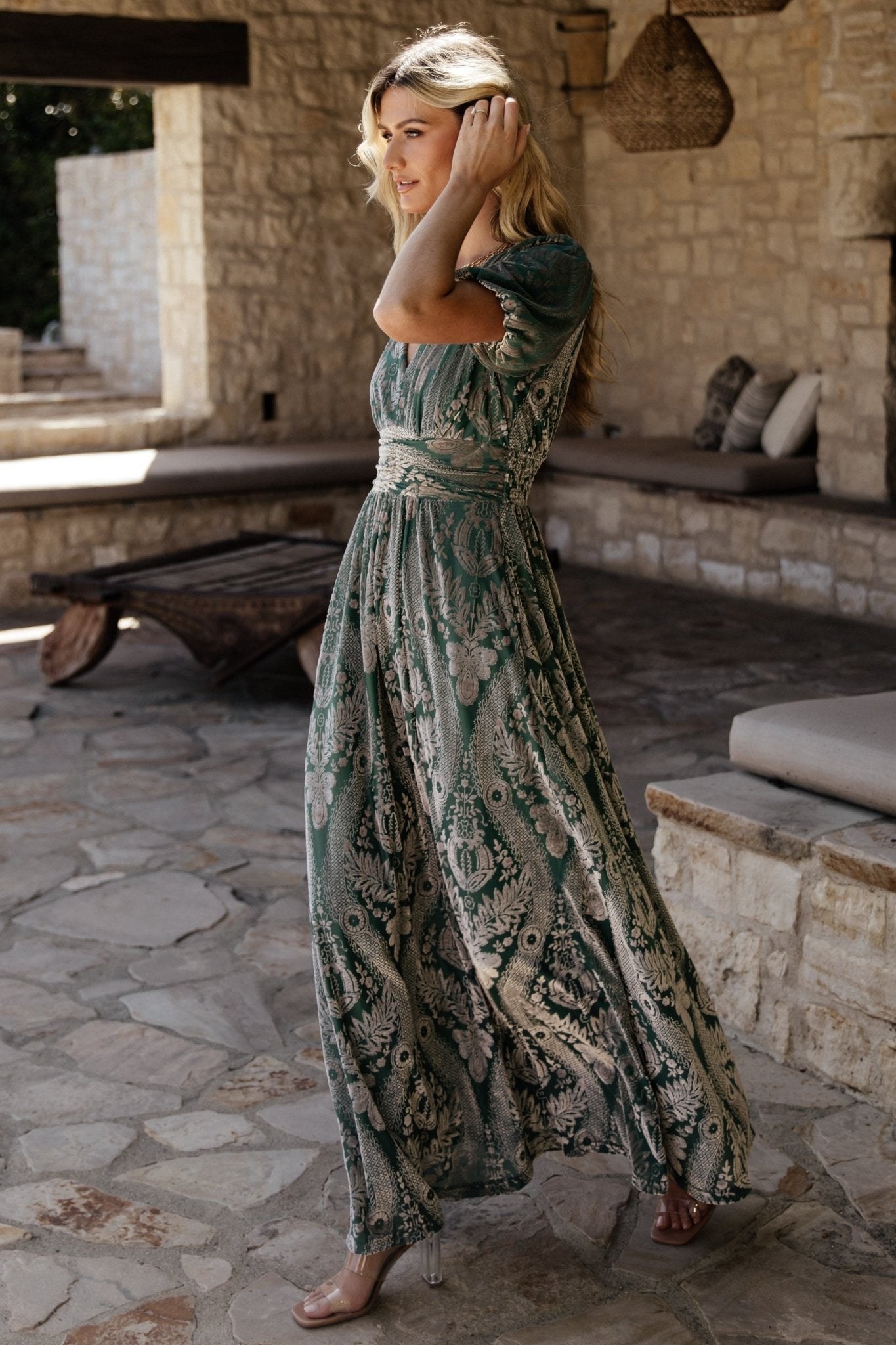 Leslie Velvet Maxi Dress | Sage + Silver - Baltic Born