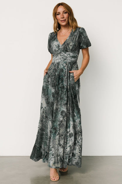 Leslie Velvet Maxi Dress | Slate Blue - Baltic Born