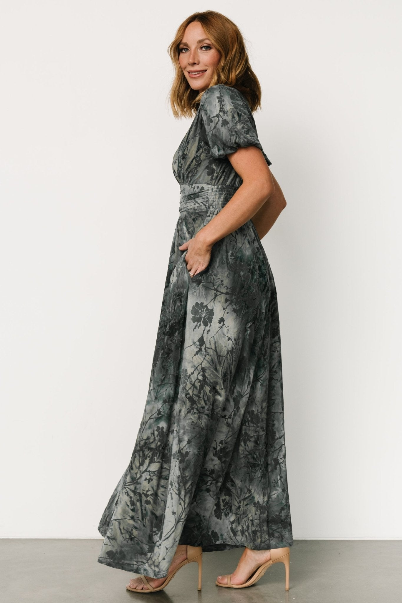 Leslie Velvet Maxi Dress | Slate Blue - Baltic Born