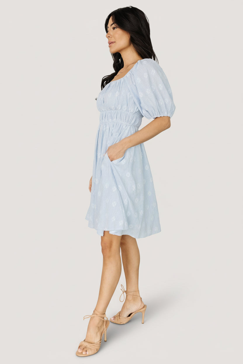 blue short dress for women Zpanxa Summer Dresses for Women Fashion Summer Casual Solid Square Collar Short Sleeve Fold Mini Dress Blue XL