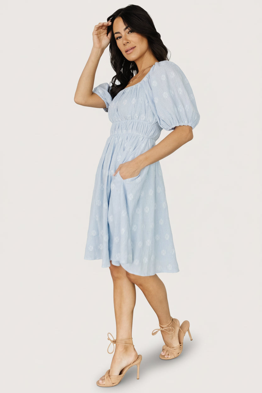 blue dresses with short sleeves Baltic Born Womens Lexington Dress | Line silhouette that offers Size:S (34/36) Labordaysale26 Black and White Midi