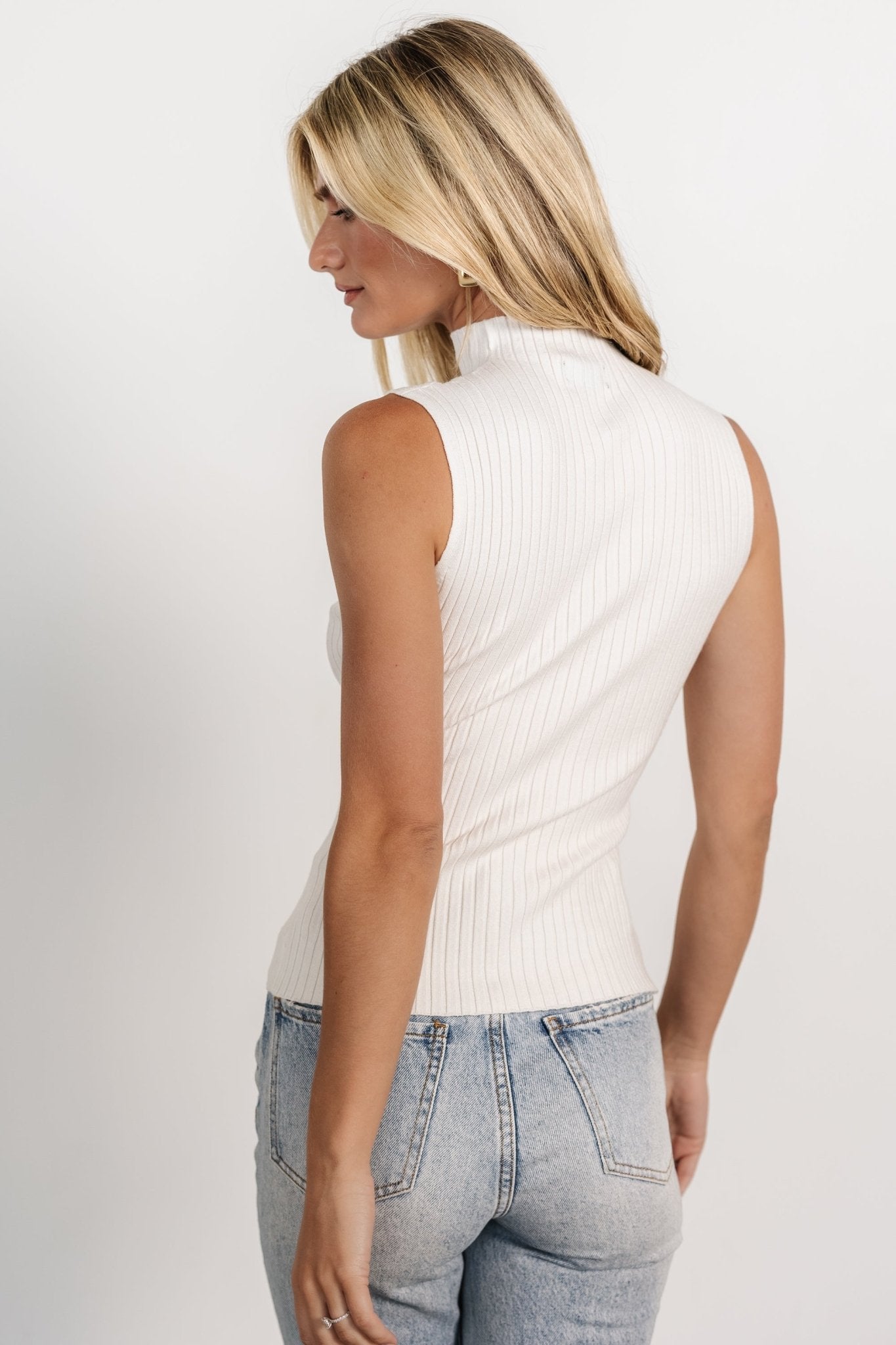 Lia Ribbed Tank Top | Off White - Baltic Born