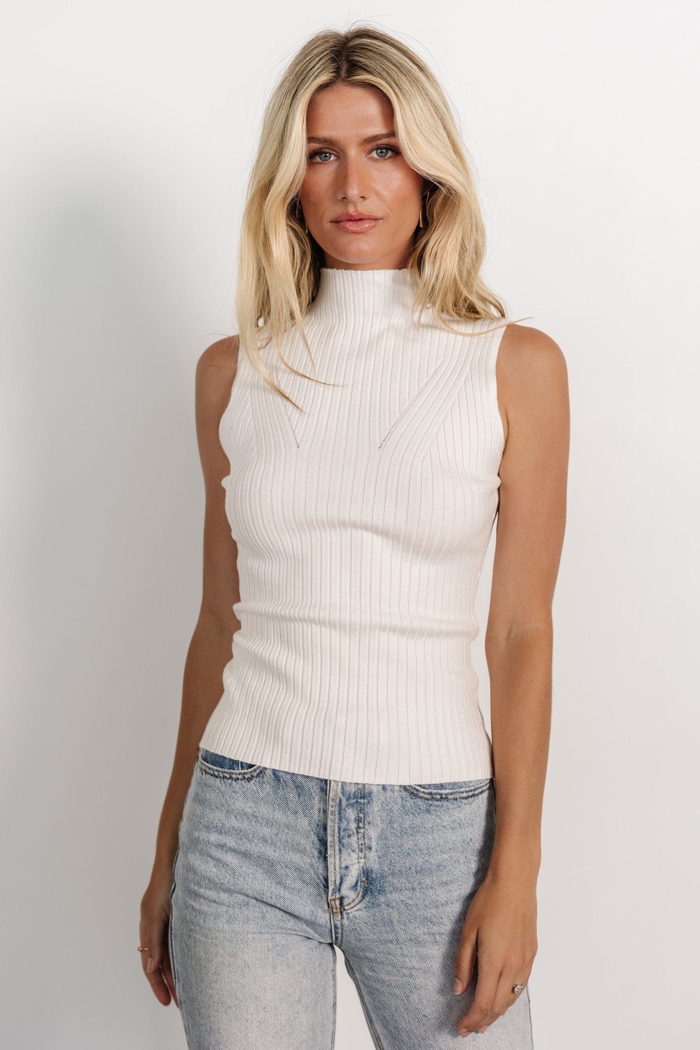 Lia Ribbed Tank Top | Off White - Baltic Born