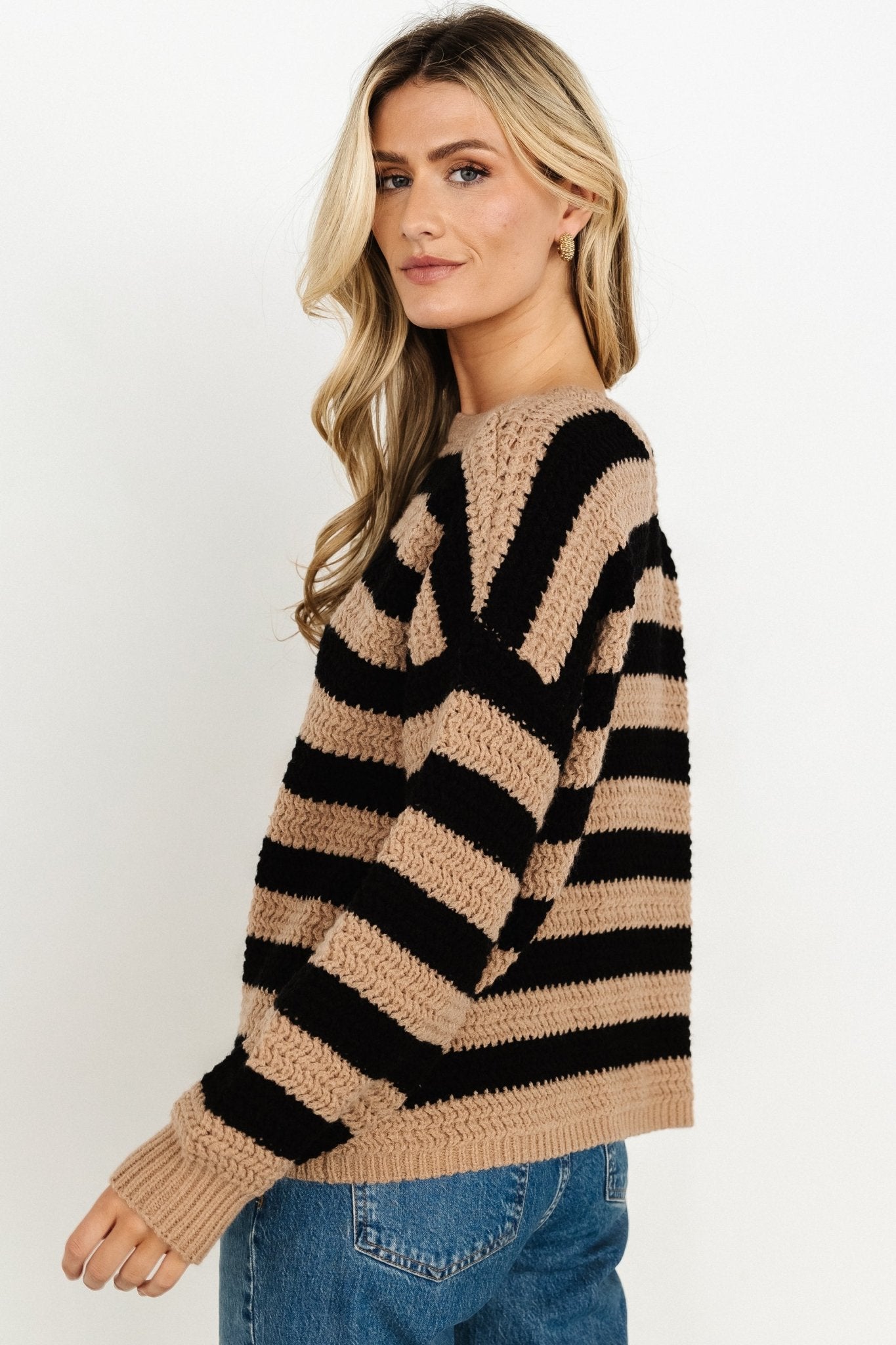 Liam Chunky Knit Sweater | Tan + Black - Baltic Born