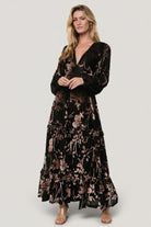 Liana Velvet Embossed Maxi Dress | Black - Baltic Born