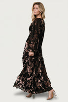 Liana Velvet Embossed Maxi Dress | Black - Baltic Born