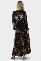 Liana Velvet Embossed Maxi Dress | Black - Baltic Born
