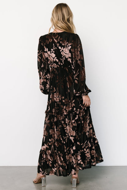 Liana Velvet Embossed Maxi Dress | Black - Baltic Born