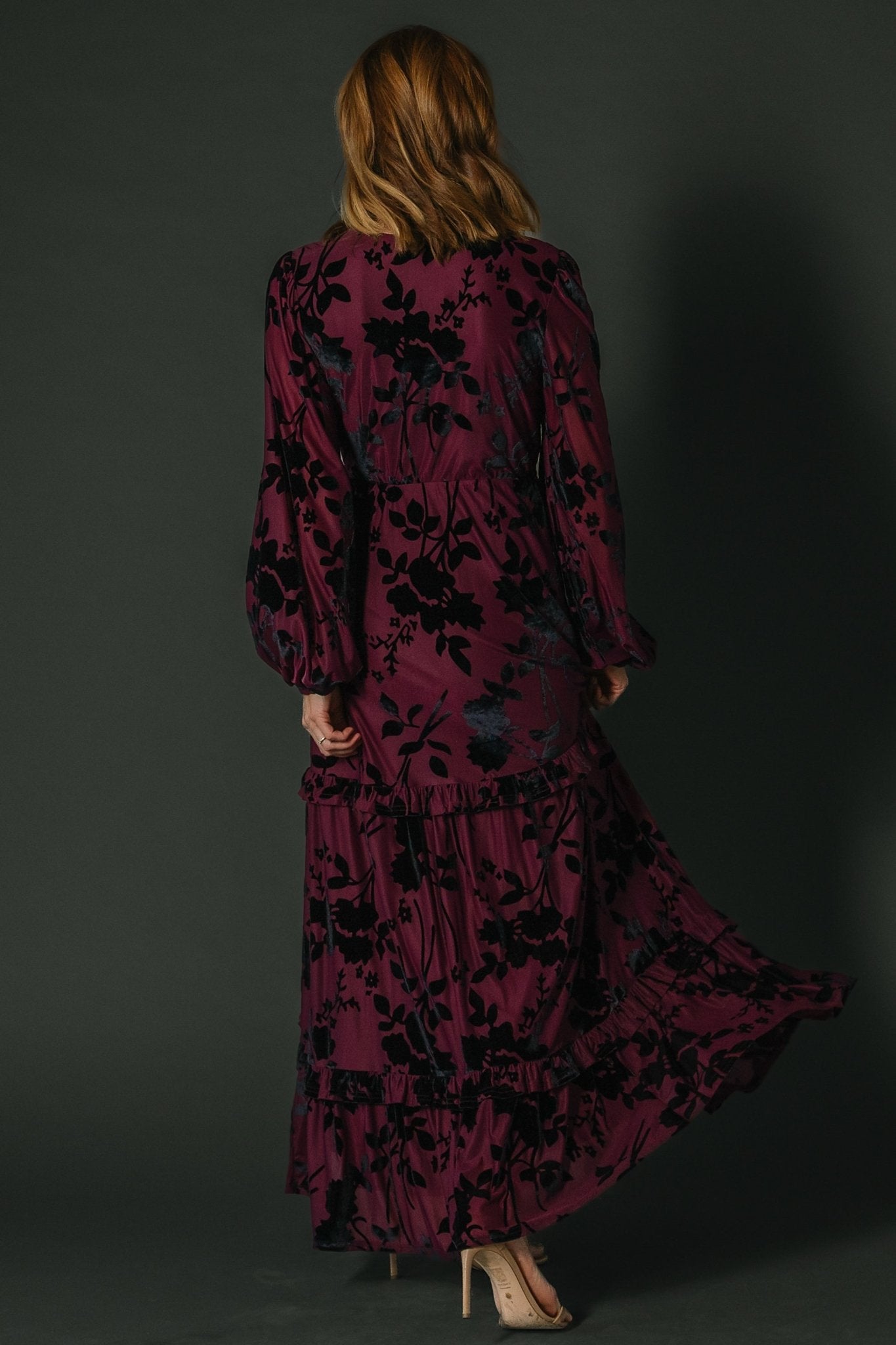 Liana Velvet Embossed Maxi Dress | Mulberry - Baltic Born