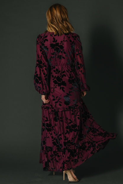 Liana Velvet Embossed Maxi Dress | Mulberry - Baltic Born