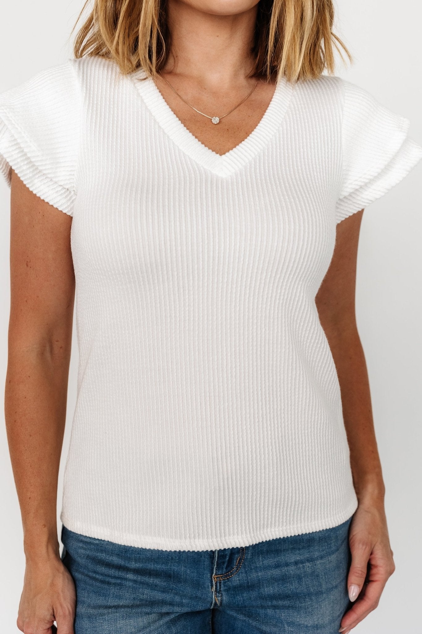 Lianna Ribbed Top | Off White - Baltic Born