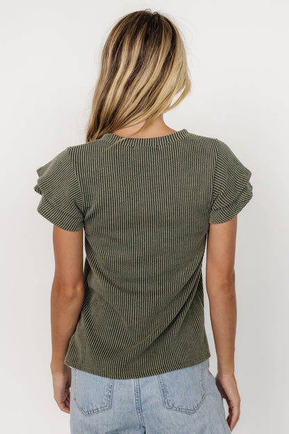 Lianna Ribbed Top | Olive - Baltic Born