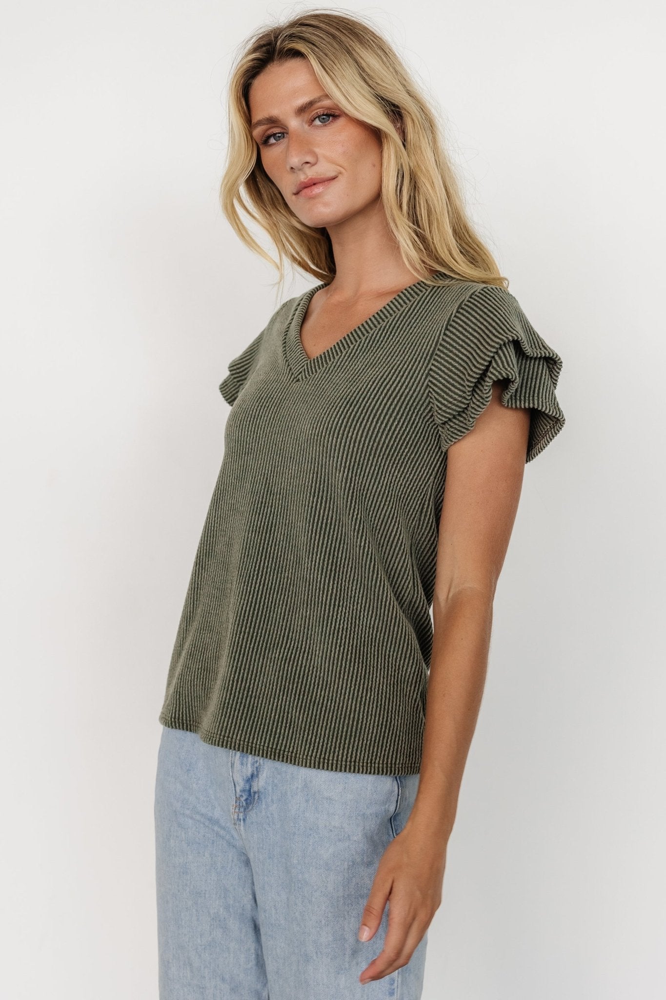 Lianna Ribbed Top | Olive - Baltic Born