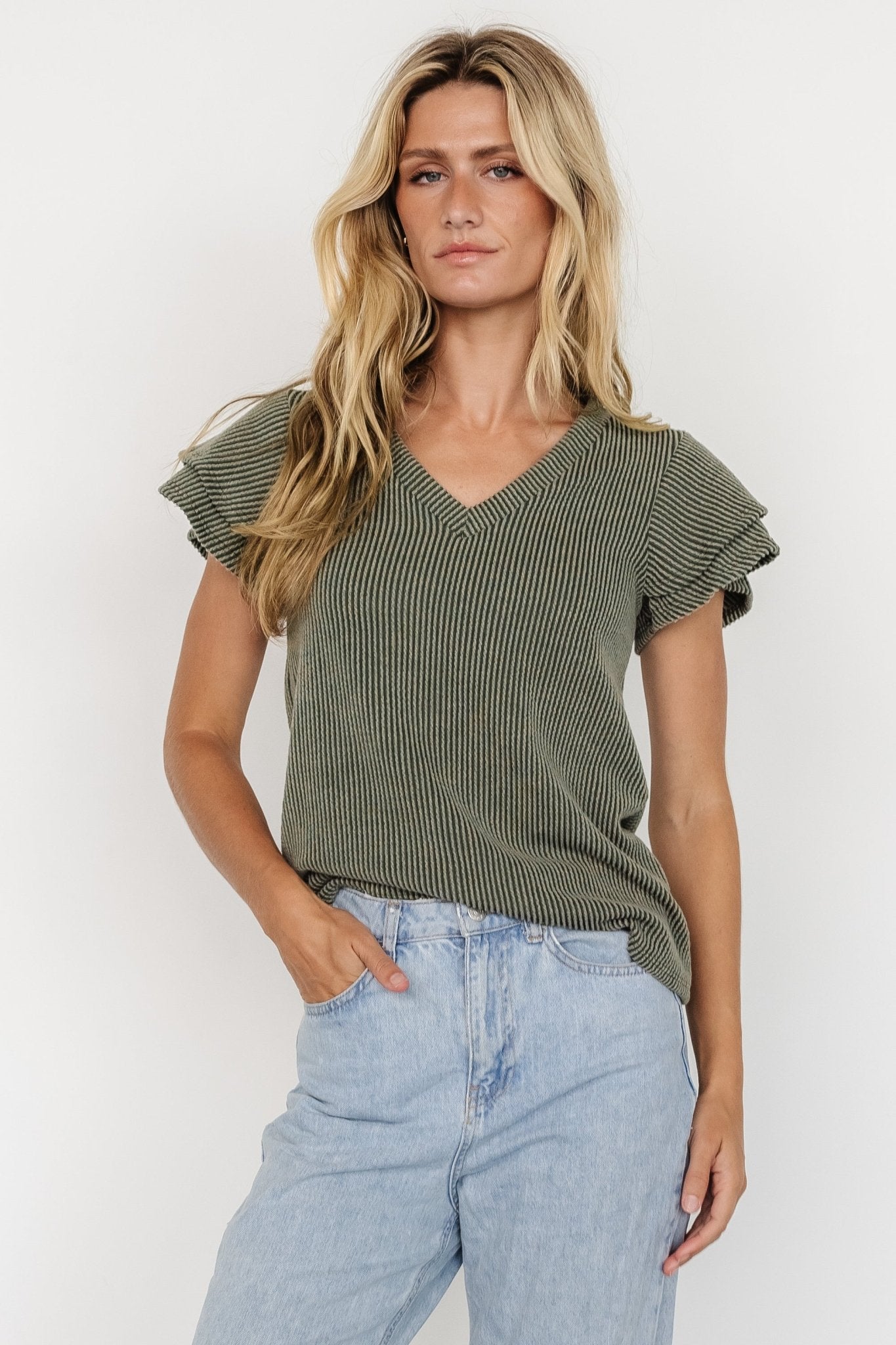 Lianna Ribbed Top | Olive - Baltic Born