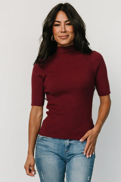 Liel Ribbed Top | Wine - Baltic Born