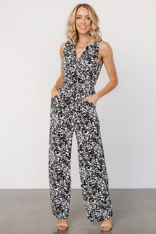 Liesl Jumpsuit | Black + Cream Print - Baltic Born