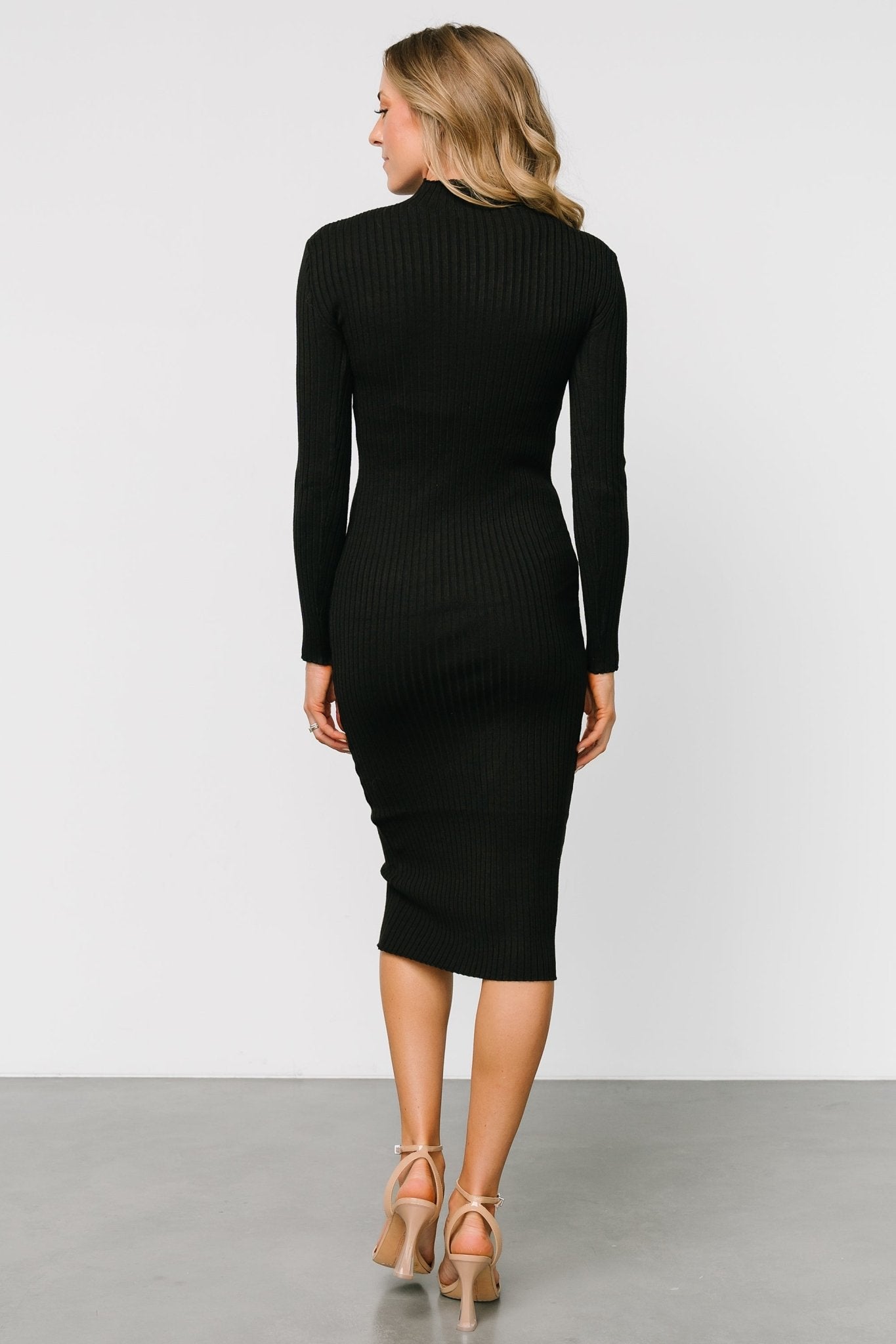 Lindsey Mock Neck Midi Dress | Black - Baltic Born