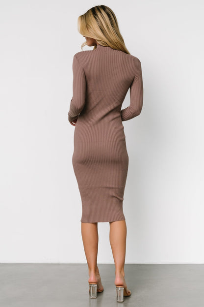 Lindsey Mock Neck Midi Dress | Dusty Mocha - Baltic Born