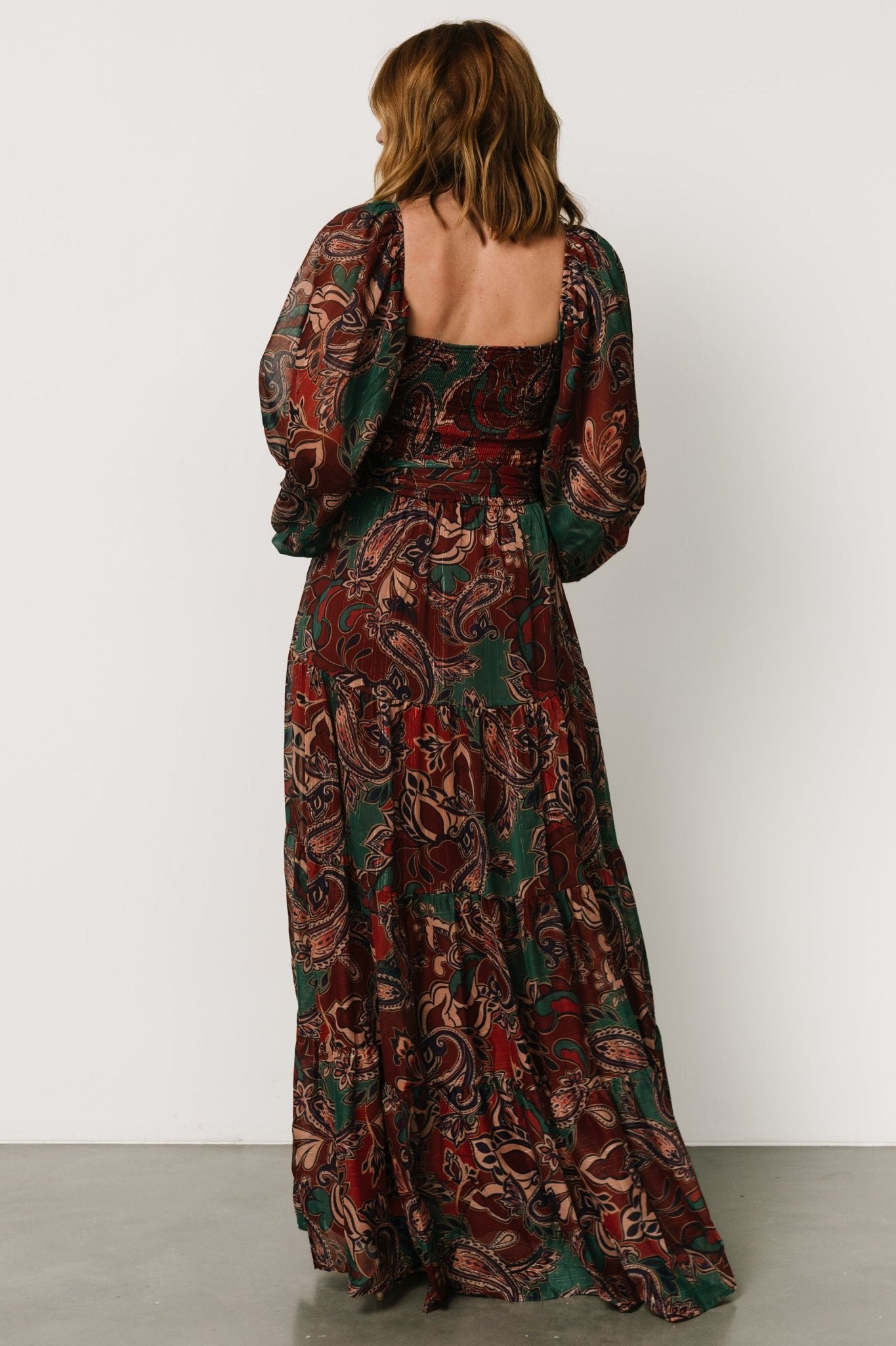 Livia Maxi Dress | Dark Green + Wine Multi - Baltic Born