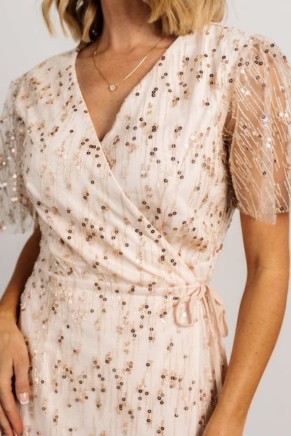 Liza Sequin Wrap Maxi Dress | Rose Gold - Baltic Born