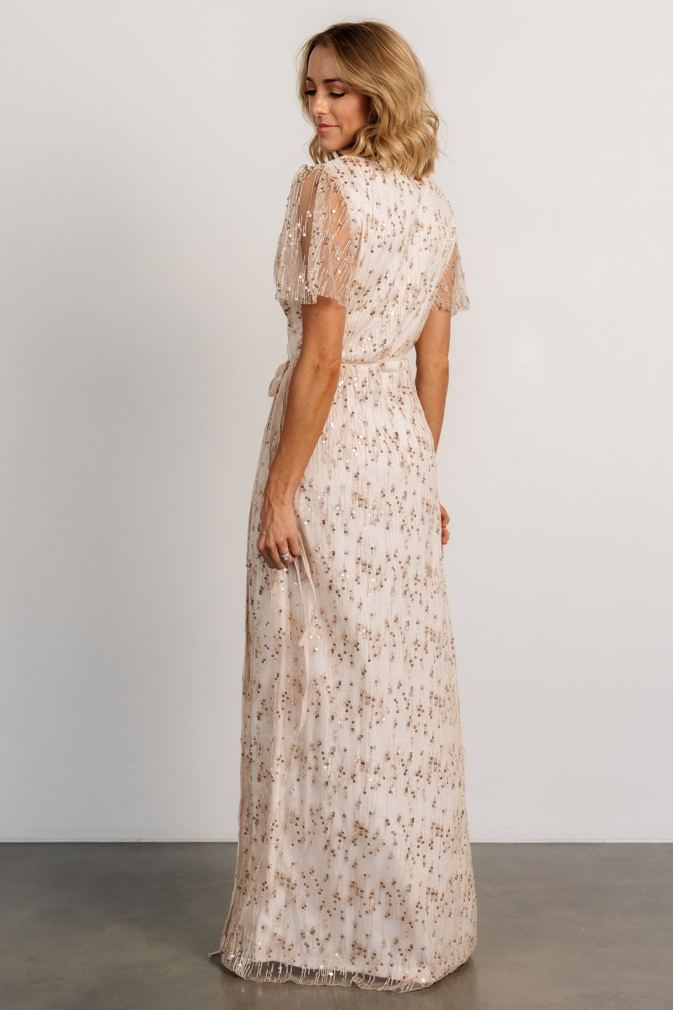 Liza Sequin Wrap Maxi Dress | Rose Gold - Baltic Born