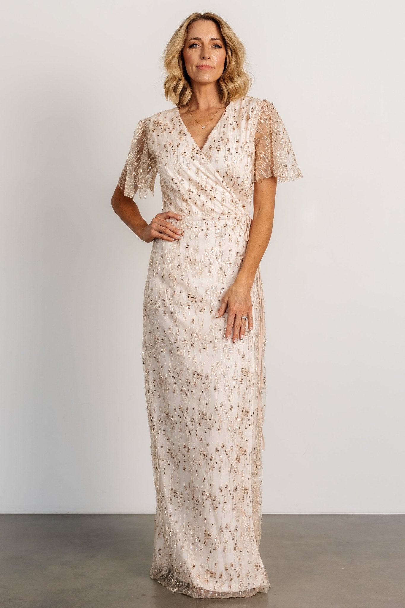 Liza Sequin Wrap Maxi Dress | Rose Gold - Baltic Born