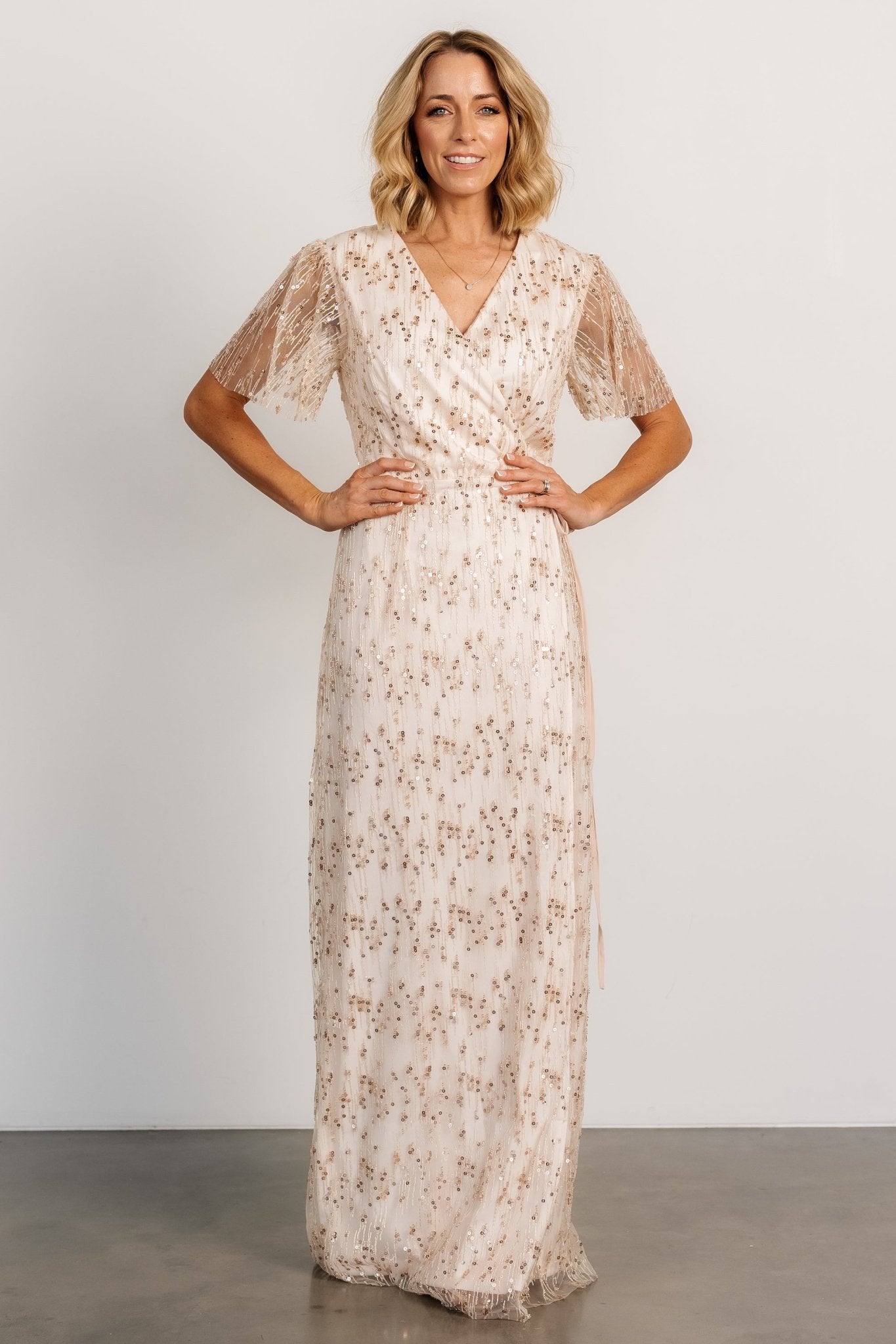 Liza Sequin Wrap Maxi Dress | Rose Gold - Baltic Born