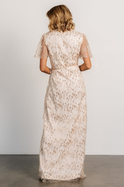 Liza Sequin Wrap Maxi Dress | Rose Gold - Baltic Born