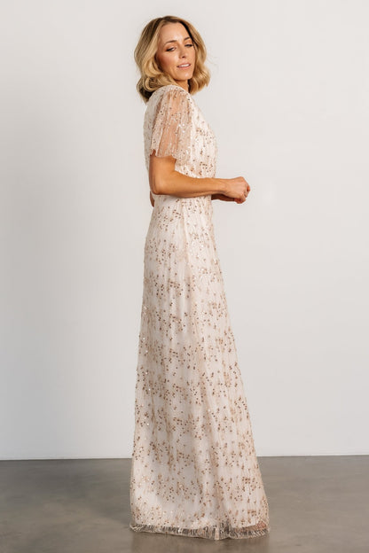 Liza Sequin Wrap Maxi Dress | Rose Gold - Baltic Born