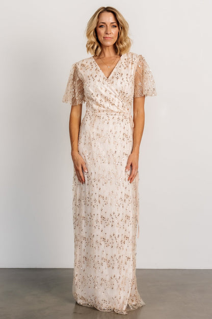 Liza Sequin Wrap Maxi Dress | Rose Gold - Baltic Born