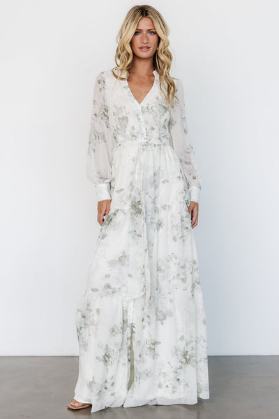 chinese dress ladies Mattie Long Sleeve Maxi Dress - Blue Grey main image 1